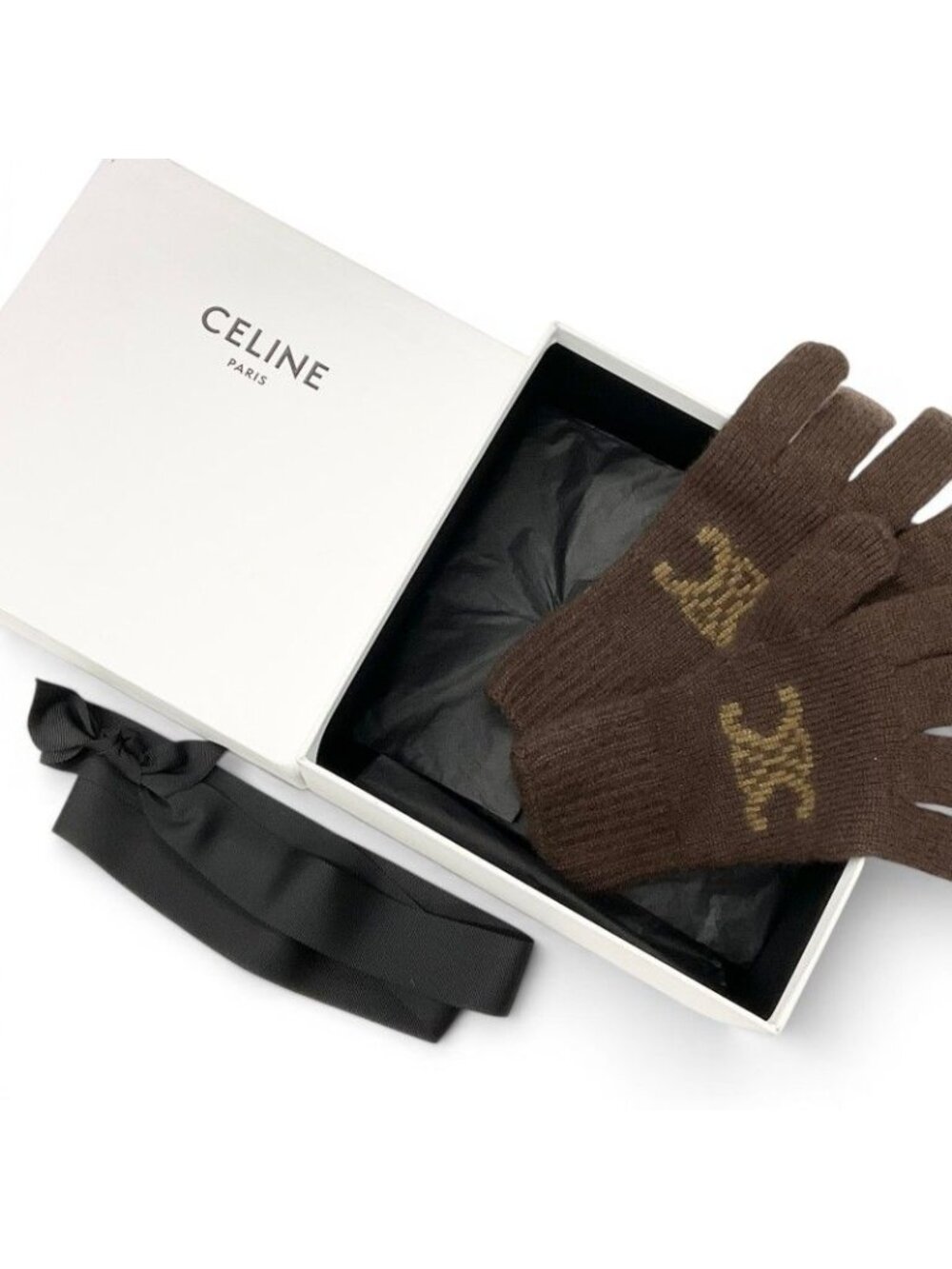 Celine Gloves Brown Triomphe Monogram - Picture 7 of 8